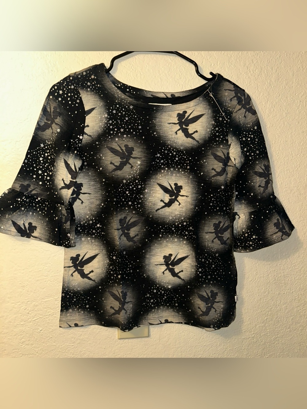 Gap Kids Black T-Shirt Tinkerbell Long Sleeve Round Neck Size XL 12